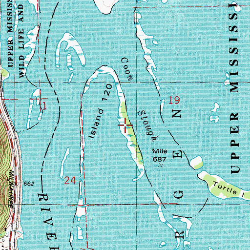 Topographic Map of Island One Hundred Twenty, WI