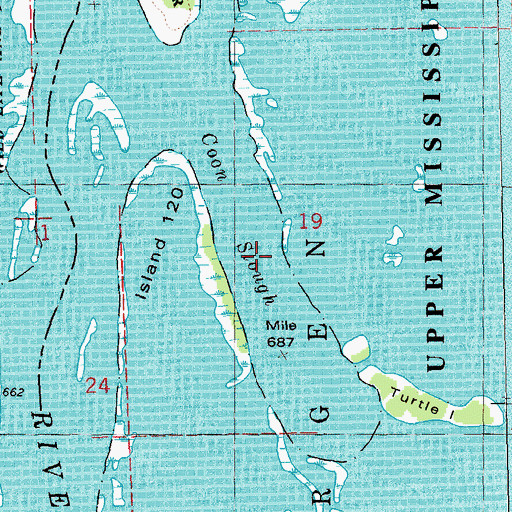 Topographic Map of Coon Slough, WI