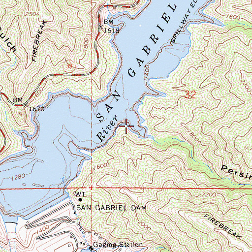 Topographic Map of Persinger Canyon, CA