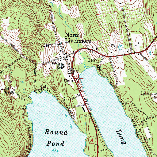 Topographic Map of Cheney Private Yard, ME