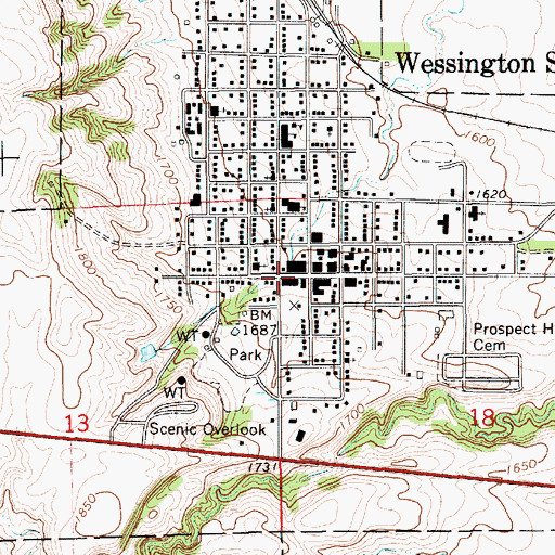 Topographic Map of Jerauld County Pioneer Museum, SD