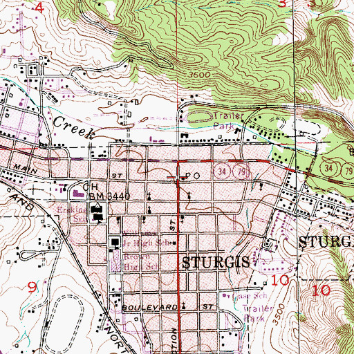 Topographic Map of Sturgis Motorcycle Museum and Hall of Fame, SD