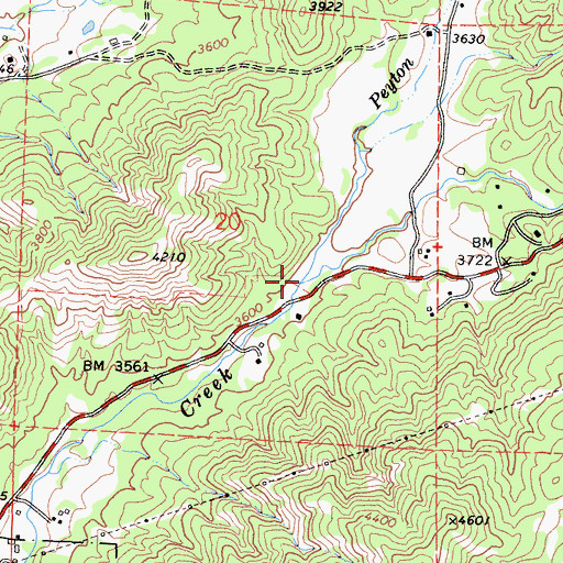 Topographic Map of Peyton Creek, CA