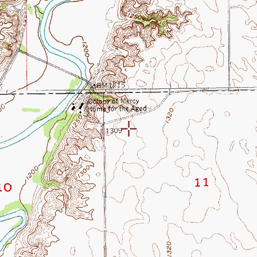 Topographic Map of Old Elm Spring Colony Elementary School, SD