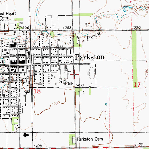 Topographic Map of Parkston Junior High School, SD