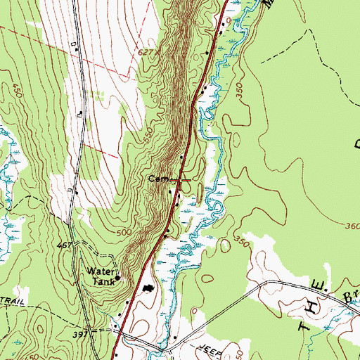 Topographic Map of Harlow Cemetery, ME