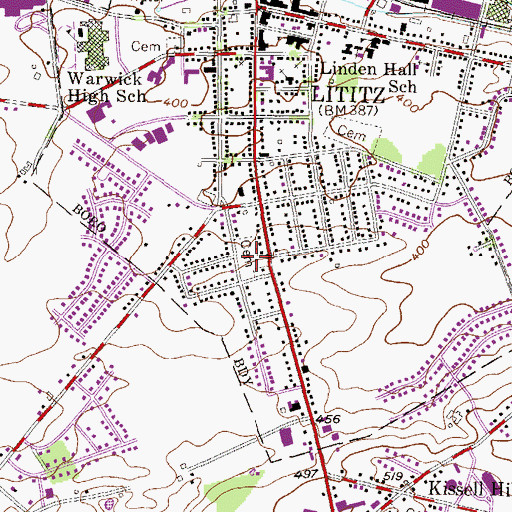 Topographic Map of Machpelah Cemetery, PA