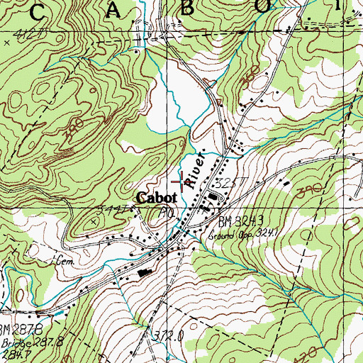 Topographic Map of Cabot Census Designated Place, VT