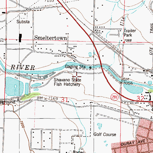 Topographic Map of Mount Shavano State Wildlife Area, CO