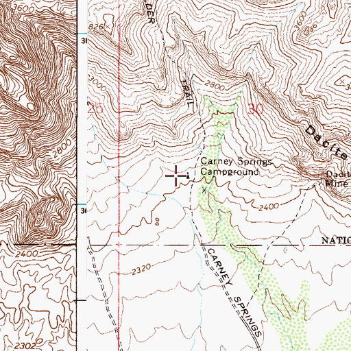 Topographic Map of Carney Springs Campground, AZ