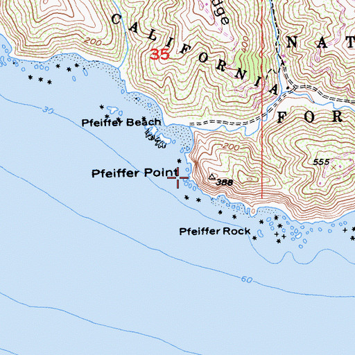 Topographic Map of Pfeiffer Point, CA