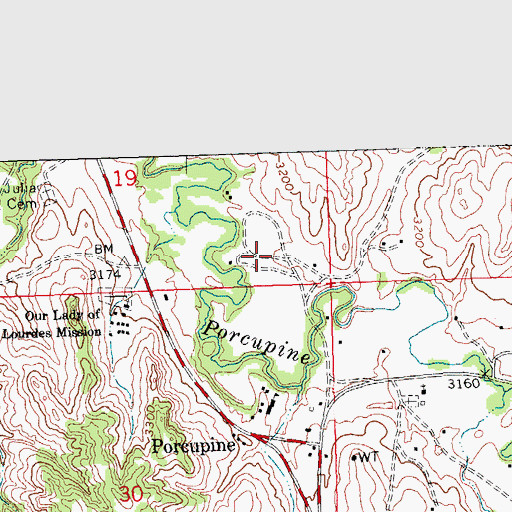 Topographic Map of Porcupine Elementary School, SD