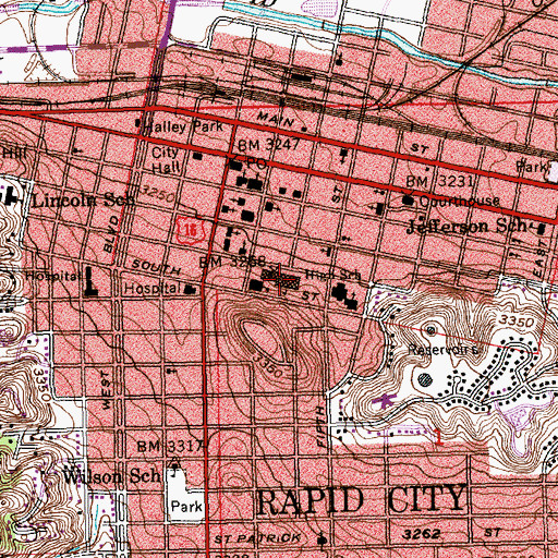 Topographic Map of Dakota Middle School, SD