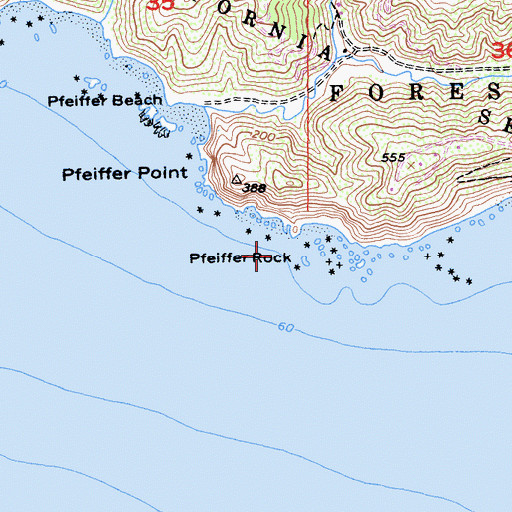 Topographic Map of Pfeiffer Rock, CA