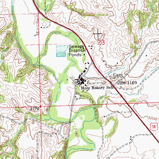 Topographic Map of Red Cloud Elementary School, SD