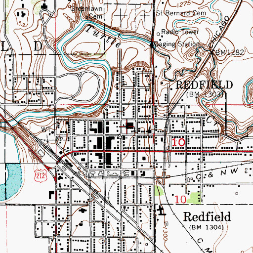 Topographic Map of Redfield Elementary School, SD