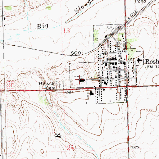 Topographic Map of Rosholt Elementary School, SD