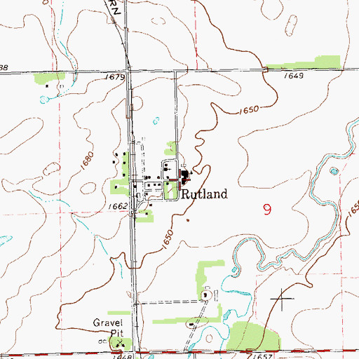 Topographic Map of Rutland High School, SD