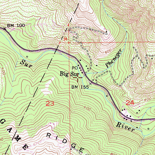 Topographic Map of Pheneger Creek, CA