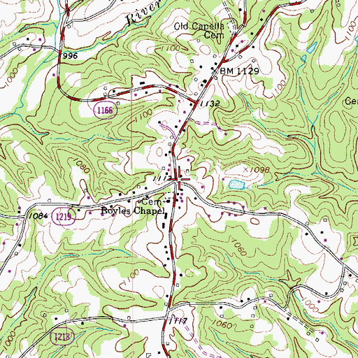 Topographic Map of Boyles Chapel, NC