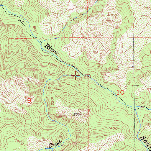 Topographic Map of Pick Creek, CA