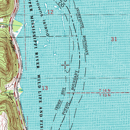 Topographic Map of Raft Island, MN
