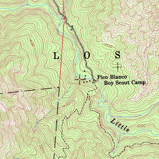 Topographic Map of Pico Blanco Boy Scout Camp, CA