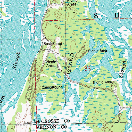 Topographic Map of Goose Island County Park, WI