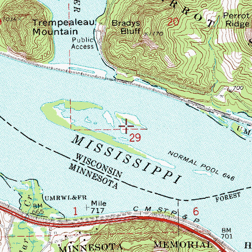 Topographic Map of Johnson Island, WI