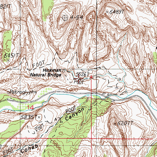 Topographic Map of Nels Johnson Bridge, UT