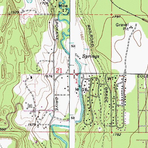 Topographic Map of Colbert Road Bridge, WA