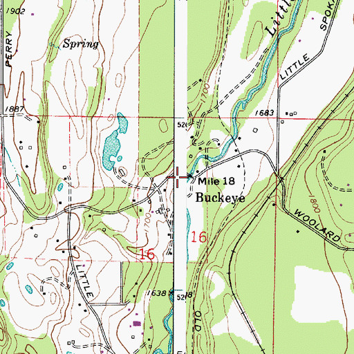 Topographic Map of Little Spokane Drive Bridge, WA