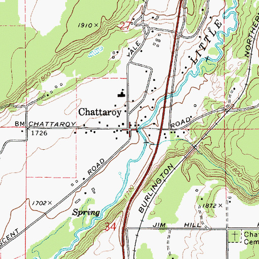 Topographic Map of Chattaroy Road Bridge, WA