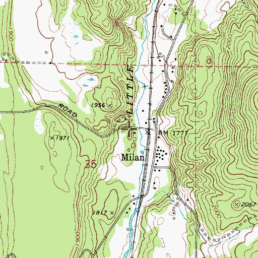 Topographic Map of Deer Park-Milan Road Bridge, WA