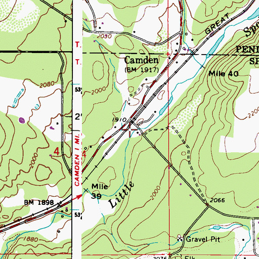 Topographic Map of Frideger Road Bridge, WA