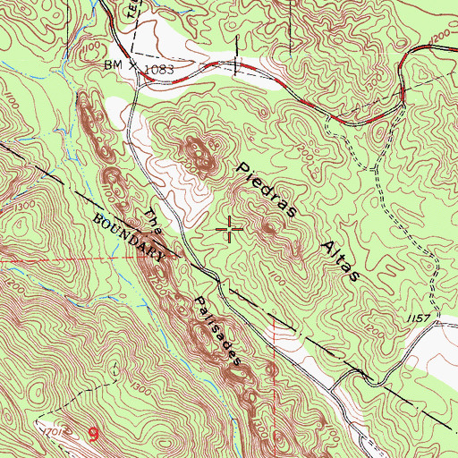Topographic Map of Piedras Altas, CA