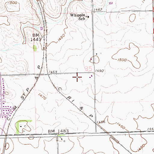 Topographic Map of John Harris Elementary School, SD