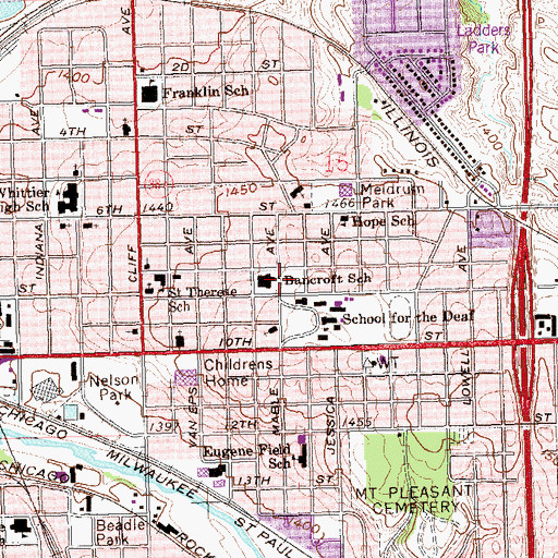 Topographic Map of Terry Redlin Elementary School, SD