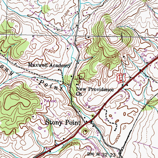 Topographic Map of New Providence Presbyterian Church Cemetery, TN
