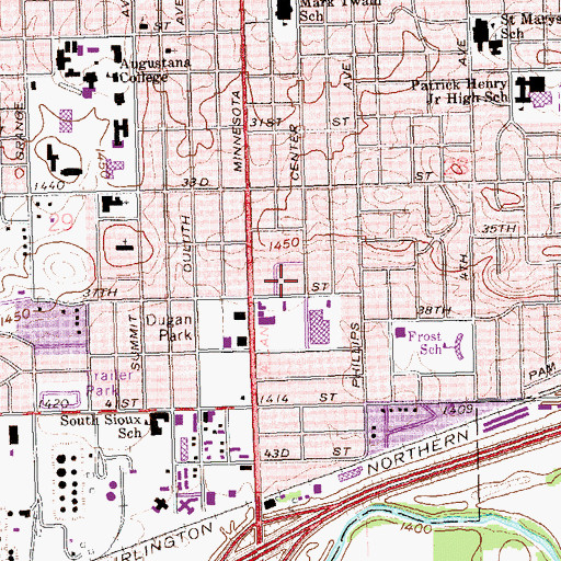 Topographic Map of Sioux Falls Lutheran Elementary School, SD