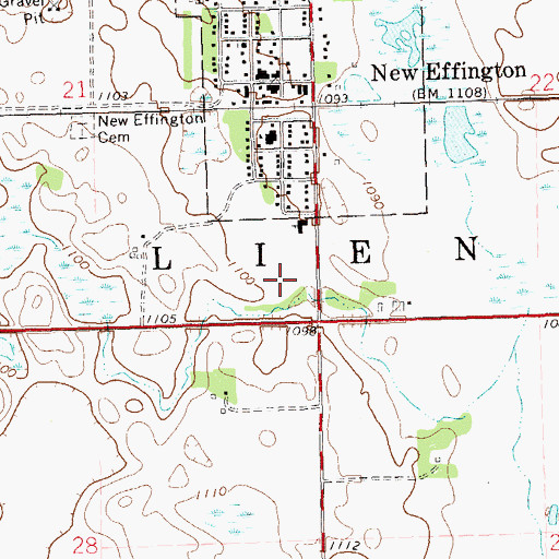 Topographic Map of New Effington Elementary School, SD