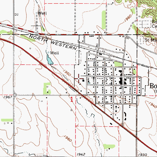 Topographic Map of South Central Elementary School, SD