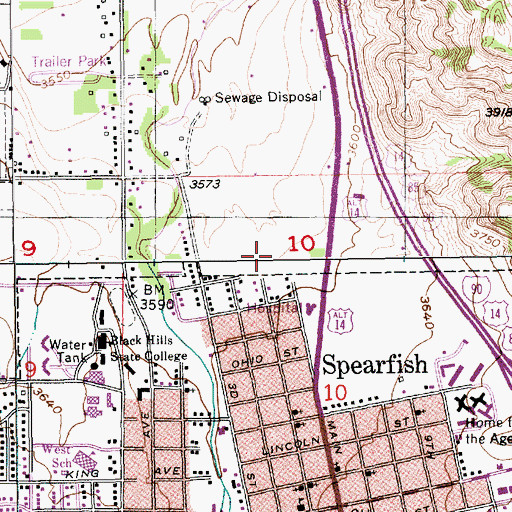 Topographic Map of Spearfish Middle School, SD