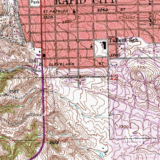 Topographic Map of Seton Elementary School, SD