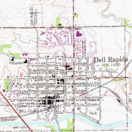 Topographic Map of Saint Mary's High School, SD