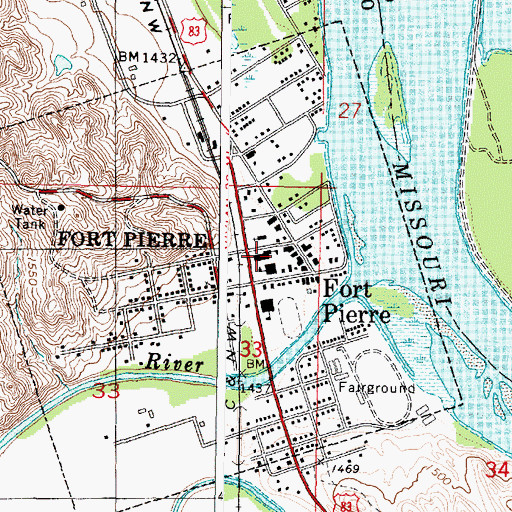 Topographic Map of Stanley County Elementary School, SD