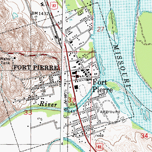 Topographic Map of Stanley County Middle School, SD
