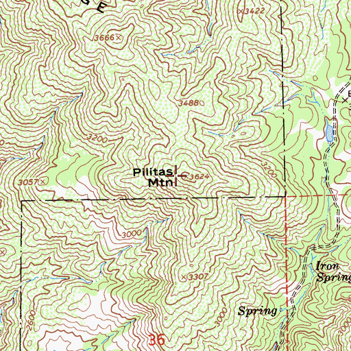 Topographic Map of Pilitas Mountain, CA