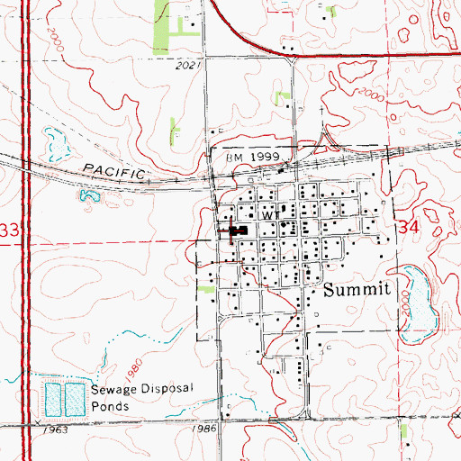 Topographic Map of Summit High School, SD