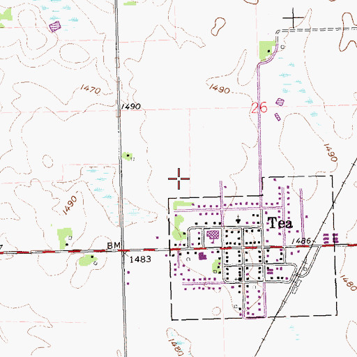 Topographic Map of Tea Area Elementary School, SD